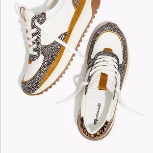 Madewell kickoff trainer sneakers leather spot mix calf hair